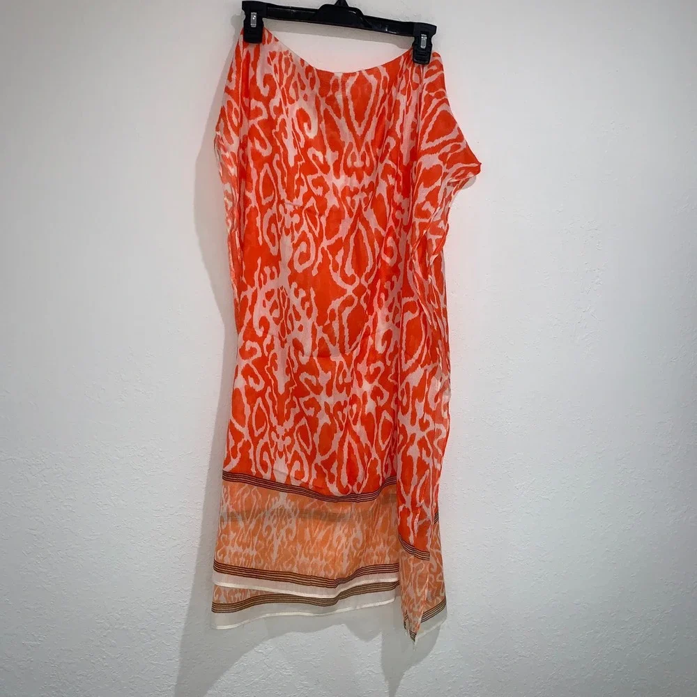 Orange Print‎ wrap scarf Cover-Up Swim Beach Pool Resort Wear